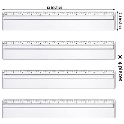 Chinco 4 Pieces 12" Data Processing Magnifying Ruler for Reading Drawing