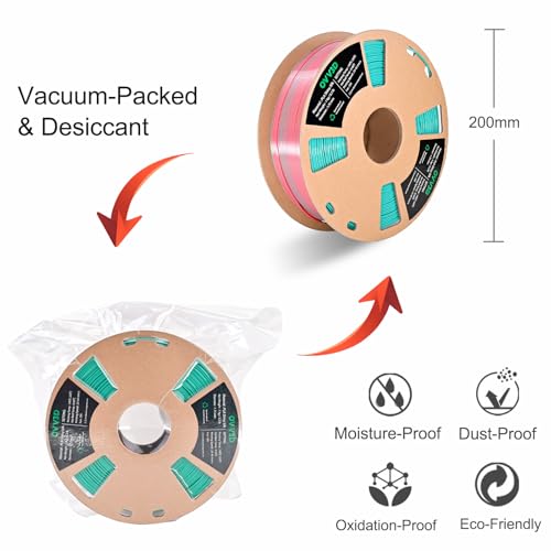OVV3D PLA Filament 1.75mm, 3D Printer Filament Silk PLA Dual Color Filament, Sky Blue and Pink PLA Filament, Color Change Every Inch Filament 3D Printer Filament +/-0.02mm, 1kg/2.2lb - color: Dual-color Sky Blue+ Pink