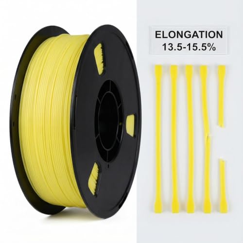 Matte PLA + 3D Printer Filament,PLA + Filament 1.75mm, Neatly Wound 3D Printing Filament 1.75mm, Dimensional Accuracy +/- 0.02 mm, Fit Most FDM 3D Printers, 1kg Spool (2.2lbs) (Yellow) - color: Yellow