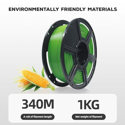 FLASHFORGE PLA Filament 1.75mm, 3D Printer Filament 1kg (2.2lbs) Spool, Dimensional Accuracy +/- 0.02mm, 3D Printing Filament Easy to Use and Fits for Most FDM 3D Printers (Green) - color: Green