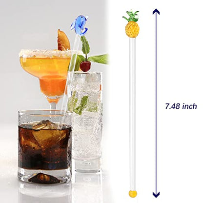 6 Pcs Glass Swizzle Stick Coffee Cocktail Juice Milk Drink Swizzle Stick Transparent Glass Stir