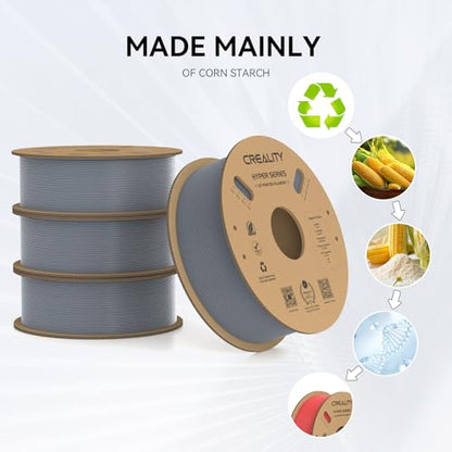 Creality Hyper PLA Filament 1.75mm, 30-600mm/s High Speed 3D Printer Filament, Dimensional Accuracy +/-0.02mm, Fit Most FDM 3D Printers, 4 Pack 1kg Spool(2.2lbs), Grey - color: Grey