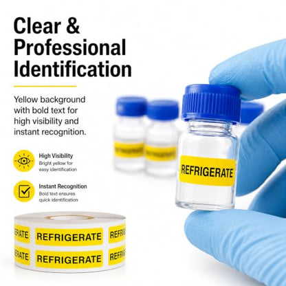 1000 PCS Refrigerate Stickers 1.6"x0.4" Waterproof Vinyl Yellow - color: Yellow, Black