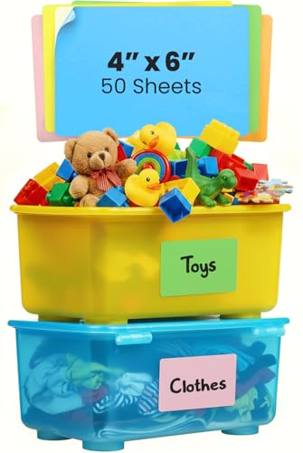 Storage Bin Labels 6x4 in 50 pk - Large Moving & Packing Box Labels Totes - color: All Colors