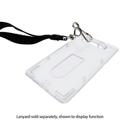 Slim Heavy Duty Badge Holders - Hard Plastic Clear Polycarbonate (Holds 1 Card) - Rigid Top Load Single Card Case - Vertical with Easy Access Thumb Slide Hole and ID Protection by Specialist ID - size: 1 Sold Individually
