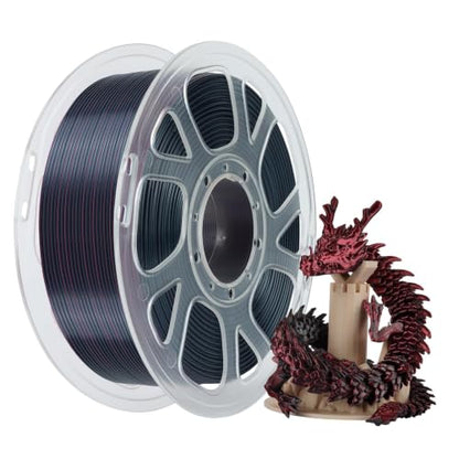 Kingroon PLA 3D Printer Filament, Dual Color Silk PLA Filament, Dimensional Accuracy +/- 0.03 mm, 1kg Spool(2.2lbs), 1.75 mm, Black Red - color: 1kg Black Red, size: 1KG