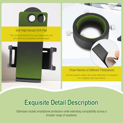 Astromania Smartphone Adapter with T2 Thread and Eyepiece Adapter 44-52mm - size: IPhone and Eyepiece Adapter 44 - 52mm