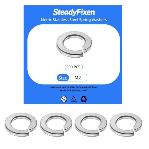M2 Spring Lock Washers,Metric Split Lock Washer,304 Stainless Steel Lock Washers,200PCS - size: M2 200PCS