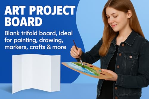 Reusable & Durable Plastic Trifold Board 24" x 16" - 5 Pack is Esay to Paint, Erase and Stick imagens. This Posterboard is Perfect for School Projects & Presentations.