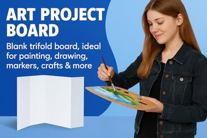 Reusable & Durable Plastic Trifold Board 24" x 16" - 5 Pack is Esay to Paint, Erase and Stick imagens. This Posterboard is Perfect for School Projects & Presentations.