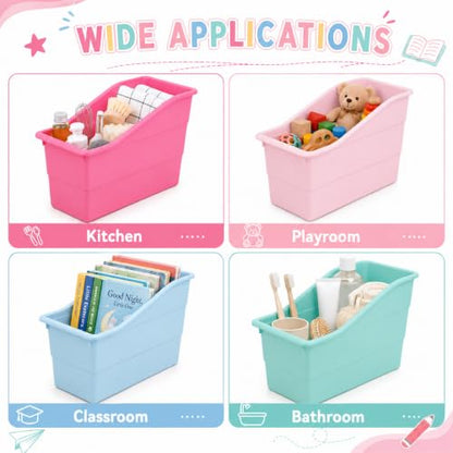 12 Pack Book Bins for Classroom with Labels, Pastel - color: Pastel