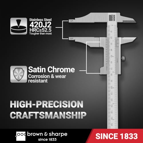 Brown & Sharpe 12 Inch Vernier Workshop Caliper, 1/128 Inch External Jaws