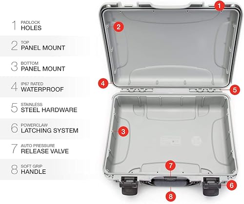 NANUK 910 Waterproof Hard Case with Foam – 14.3” x 11.1” x 4.7”, Protective Case for Camera, Electronics & Gear – Impact-Resistant, Dustproof, Airline Carry-On Approved – Made in Canada, Silver - color: Silver, style: Cubed Foam