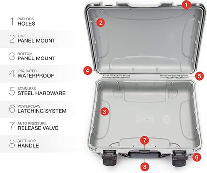 NANUK 910 Waterproof Hard Case with Foam – 14.3” x 11.1” x 4.7”, Protective Case for Camera, Electronics & Gear – Impact-Resistant, Dustproof, Airline Carry-On Approved – Made in Canada, Silver - color: Silver, style: Cubed Foam