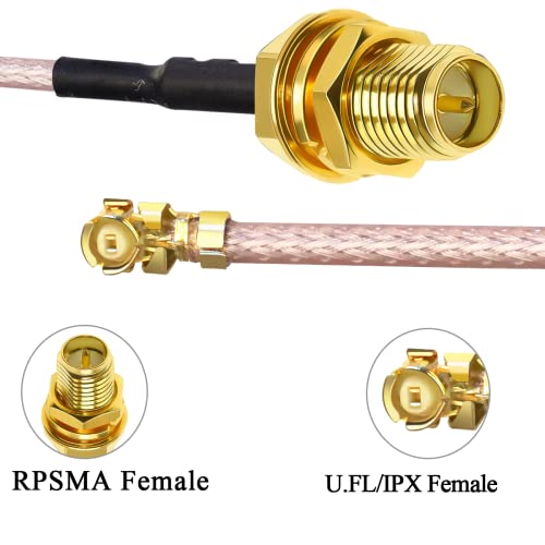 TUOLNK RP-SMA to IPX MHF1 Coax Cable, UFL U.FL to RPSMA Female Coaxial Cable for Mini PCI WiFi Antenna Extension Antenna Jumper 4inch(10cm) 5pcs - size: 4inch