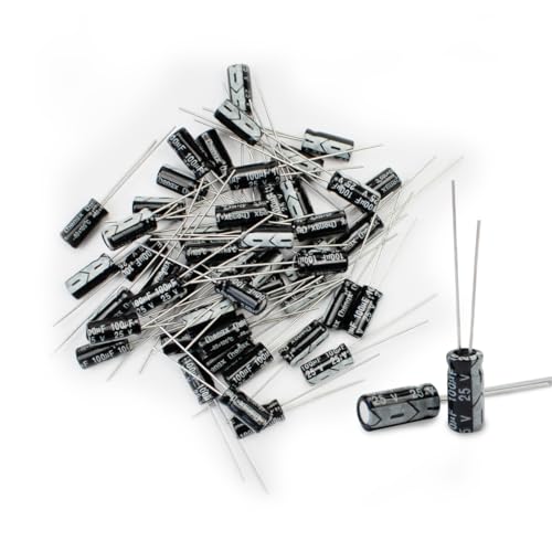 50 Pcs Electrolytic Capacitor 100uF 25V Aluminum Radial Electrolytic Capacitors - style: 25V 100uF