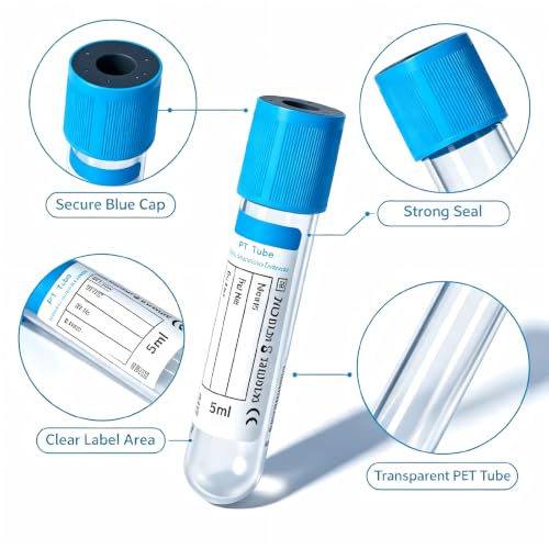 100 Pcs 3ml Plain Plastic Sample Tubes with Blue Cap for Lab Use - color: blue-3ml-100