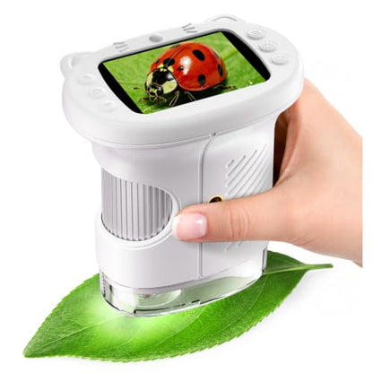 WINWEND Pocket Kids Microscope 1000X Handheld Microscope for Photo and Video Portable Science Kits STEM Toys – Christmas/Birthday Gifts for Girls & Boys Ages 3-12(White) - color: White