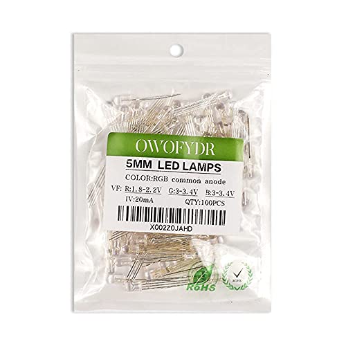 100PCS 5mm RGB LED Diodes, Common Anode, 4-Pin, Clear Lens - color: Rgb Common Anode 4 Pins, size: 5MM