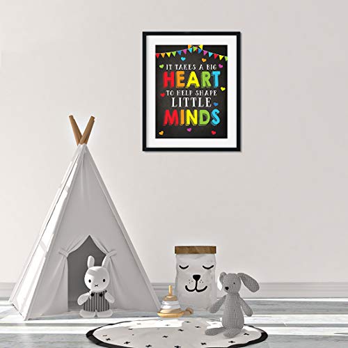 Andaz Press School Classroom Wall Art Teacher Poster, 8.5x11-inch, It Takes a Big Heart to Shape Little Minds, 1-Pack, Unframed, Kids Motivational Quotes - color: Shape