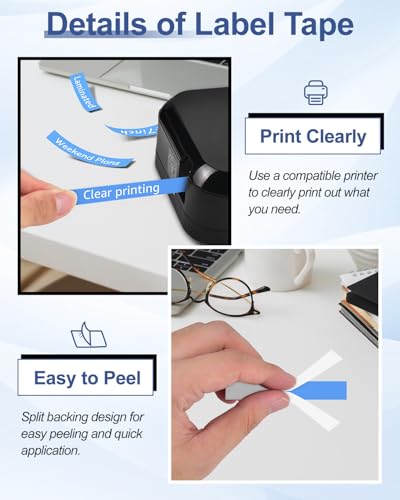 5 Pack Esaytool Replacement for P-Touch TZe-535 0.47" 12mm White on Blue - color: White on Blue, size: 12mm