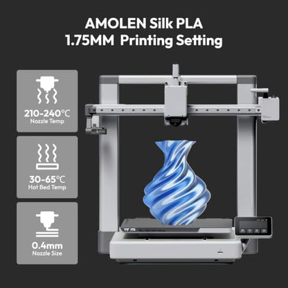 AMOLEN Silk PLA 3D Printer Filament, Dual Color Blue Silver PLA 1.75mm, Shiny Color Change Filament 3D Printing PLA Filament for Most FDM 3D Printer, 1kg Spool(2.2lbs) - color: Blue/Silver