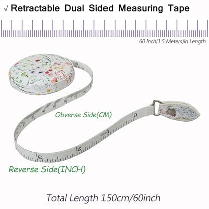 Tape Measure for Body Measuring Fabric Sewing Tailor Ruler Flexible Soft Pocket Small Mini Body Measurement Cloth Measuring Tape 60 Inch Premium Leather Retractable Tape Measure - color: Plants 1 pack