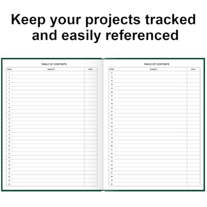 Engineering Notebook/Engineer Graph Paper Notebook - (.25" Grid Format), Lab Notebook Quad Ruled Book with Grid Pages: Table of Contents for Chemistry, Physics, Biology, 8" x 10", Green - color: Green