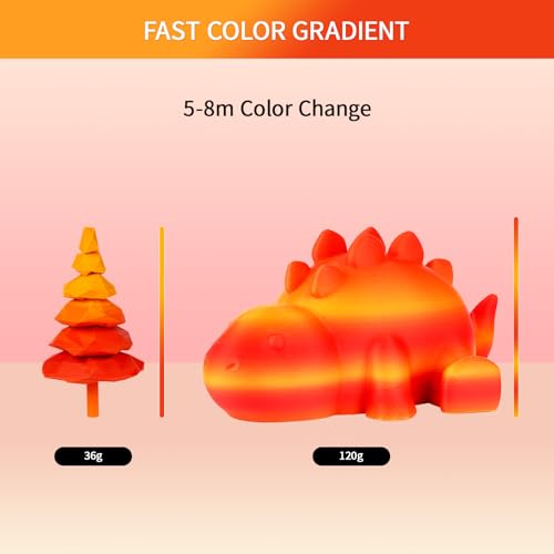 ERYONE Matte Gradient Rainbow 3D Printer PLA Filament 1.75 +/- 0.03mm, Matte Multicolor Filament PLA 1KG(2.2LBS) Spool, Maple Leaf (Red Yellow) - color: Matte Gradient Maple Leaf, size: 1KG