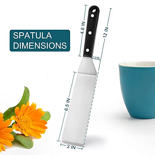 Leonyo Stainless Steel Long Narrow Metal Spatulas, 2 Pack