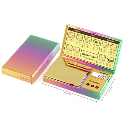 WEIGHTMAN Shiny Digital Gram Scale 200g x 0.01g, Chrome Rainbow Mini Scale