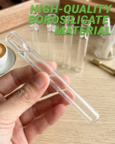 10 Pcs Borosilicate Glass Tubes 4 Inch (10 cm), Thick Glass Blowing Tubes, 2mm Wall Heat Resistant for Lab Experiments DIY Projects Industrial Use, Acid Alkali Resistant, Transparent - size: 10 Pack Transparent Tubes W 2 Brushes