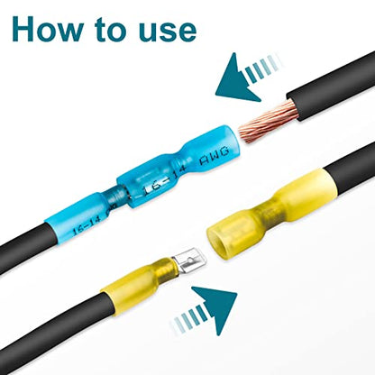 80 PCS Spade Connectors Kit, Heat Shrink Spade Terminal 12-10 AWG - size: 12-10AWG, style: Spade Female & Male