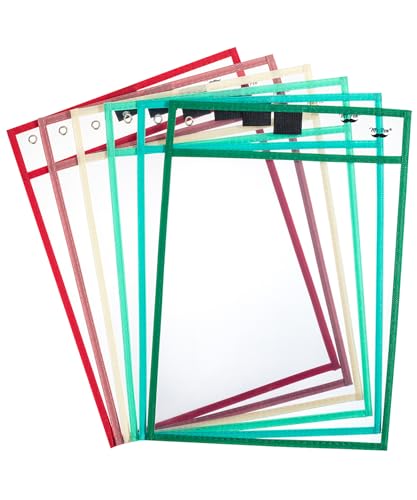 Mr. Pen- Reusable Dry Erase Pocket Sleeves, 10" x 14", 6 Pack, Colorful - color: Coral, size: 6 Pack
