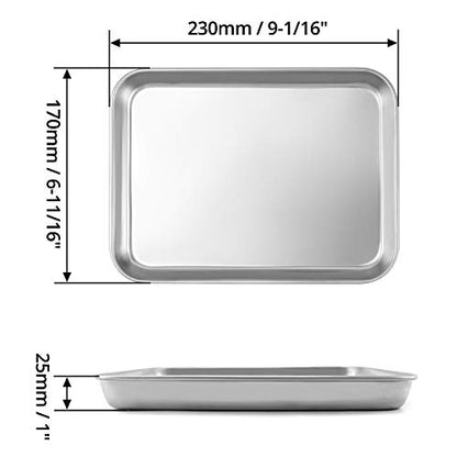QWORK Stainless Steel Instrument Tray, Utility Tray Tool Organizer Trays for Lab Instruments, 10 5/8" x 6 11/16" x 1 5/16", Flat Bottom Tray