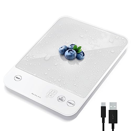 Etekcity 22lb Food Kitchen Scale, USB Rechargeable, IPX6 Waterproof - color: Achromatic White