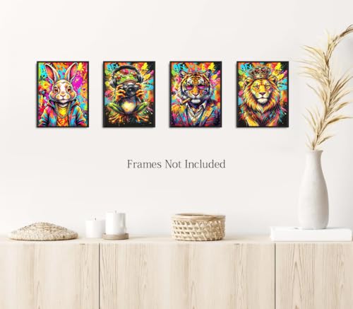 ZOIYINO Animal Graffiti Wall Art Prints,Kid Wall Art - color: Animal Graffiti Wall Art Prints