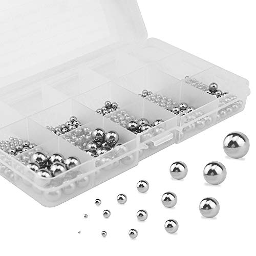 580Pcs 15Kinds 304 Stainless Steel Precision Chrome Steel Bearing Ball Assortment Kit for Repairing Bicycle