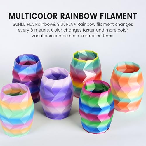 SUNLU PLA+ Silk Rainbow Filament 1.75mm, 8 Rainbow Color - color: Rainbow Colors