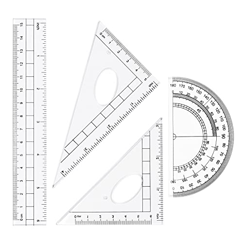 Unjoo Math Geometry Set 10 Pcs, Compass and Protractor for Students(Blue) - color: Blue