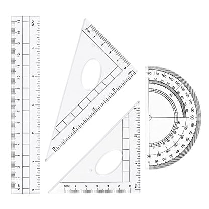 Unjoo Geometry Set 10 Pcs Student Supplies, Protractor and Compass (Green） - color: Green