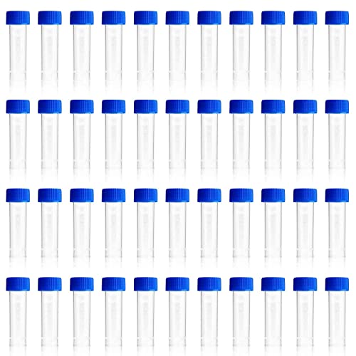 5ml Plastic Test Tubes Screw Caps Small Bottle Vial Storage Vial Storage Container for Lab-50pcs - color: Blue