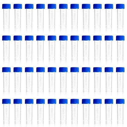 5ml Plastic Test Tubes Screw Caps Small Bottle Vial Storage Vial Storage Container for Lab-50pcs - color: Blue