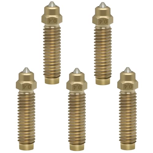 5PCS Original Brass-Hardened Steel Nozzle for Elegoo Centauri Carbon, 0.4MM Bimetal Brass Nozzle High Temperature Wear Resistant Hotend Nozzles for Centauri 3D Printer - style: Brass 0.4MM Nozzle