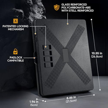 Gun Safe Alternative,Portable Gun Case Handgun Lock Box Quick Access Pistol Safe Small Handgun Storage with TSA Padlock,Instant Access Gun Box for Bedside and Car