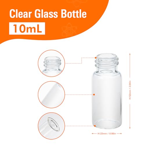 PEKYBIO 20 PCS 10ML Clear Small Liquid Sample Glass Vials with Screw Caps - size: 10 ml (20 pieces)