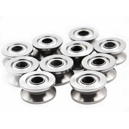 20pcs V Deep Groove Ball Bearings Pulley, Mini Bearings Deep V Groove Guide Pulley Rail Ball Bearings Wheel for Micro Pulley Systems,4x13x6mm