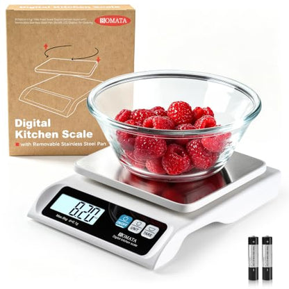 BOMATA 13lb/0.1g Precision Digital Food Scale for Kitchen, Grams and Ounces - color: White Non-rechargeable