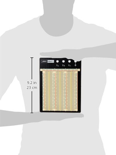 Jameco Valuepro 2390-Point Solderless Breadboard 6.9"L x 5.8"W, 0.1" spread, Ideal for Prototyping and Classroom Projects - WBU-206-R