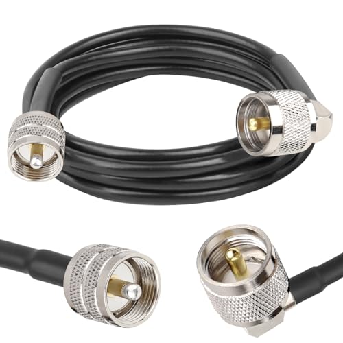 MOOKEERF CB Coax Cable - 6FT RG58 UHF PL-259 Male to Male Right Angle Coaxial Cable Low Loss Cb Antenna Cable Jumper Cable for CB Radio, HAM Radio, Antenna Analyzer, SWR Meter - size: 6FT